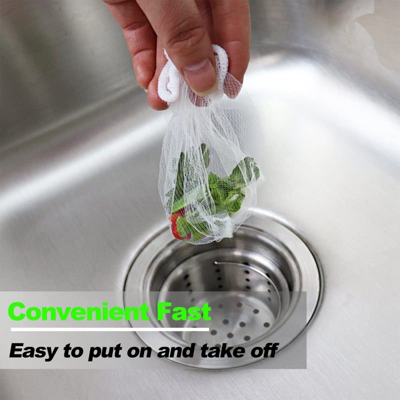 Setaria Viridis Disposable Mesh Sink Strainer Bags - 100 Pcs High Elasticity Sink Strainer Filter Mesh Bags for Collecting Kitchen Food Waste - Image 4